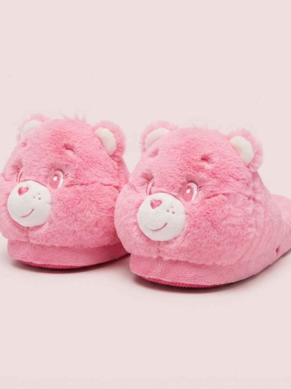 NWT Plush Pink Care Bear Slippers - Cozy Fuzzy Slip-Ons